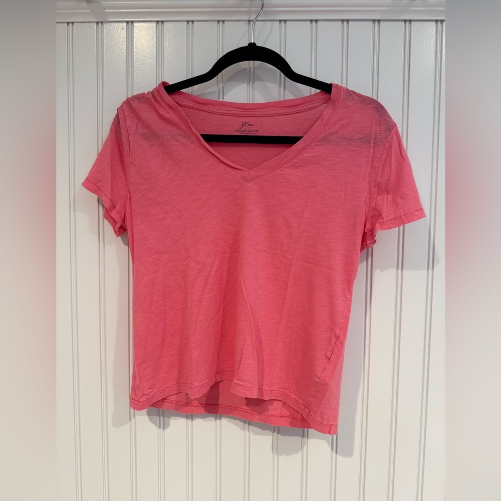 J. Crew Pink Crop Relaxed Short Sleeve Tee